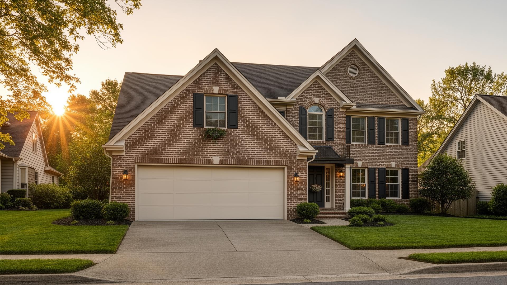 Beautiful home with modern flush panel garage door in Tualatin Oregon